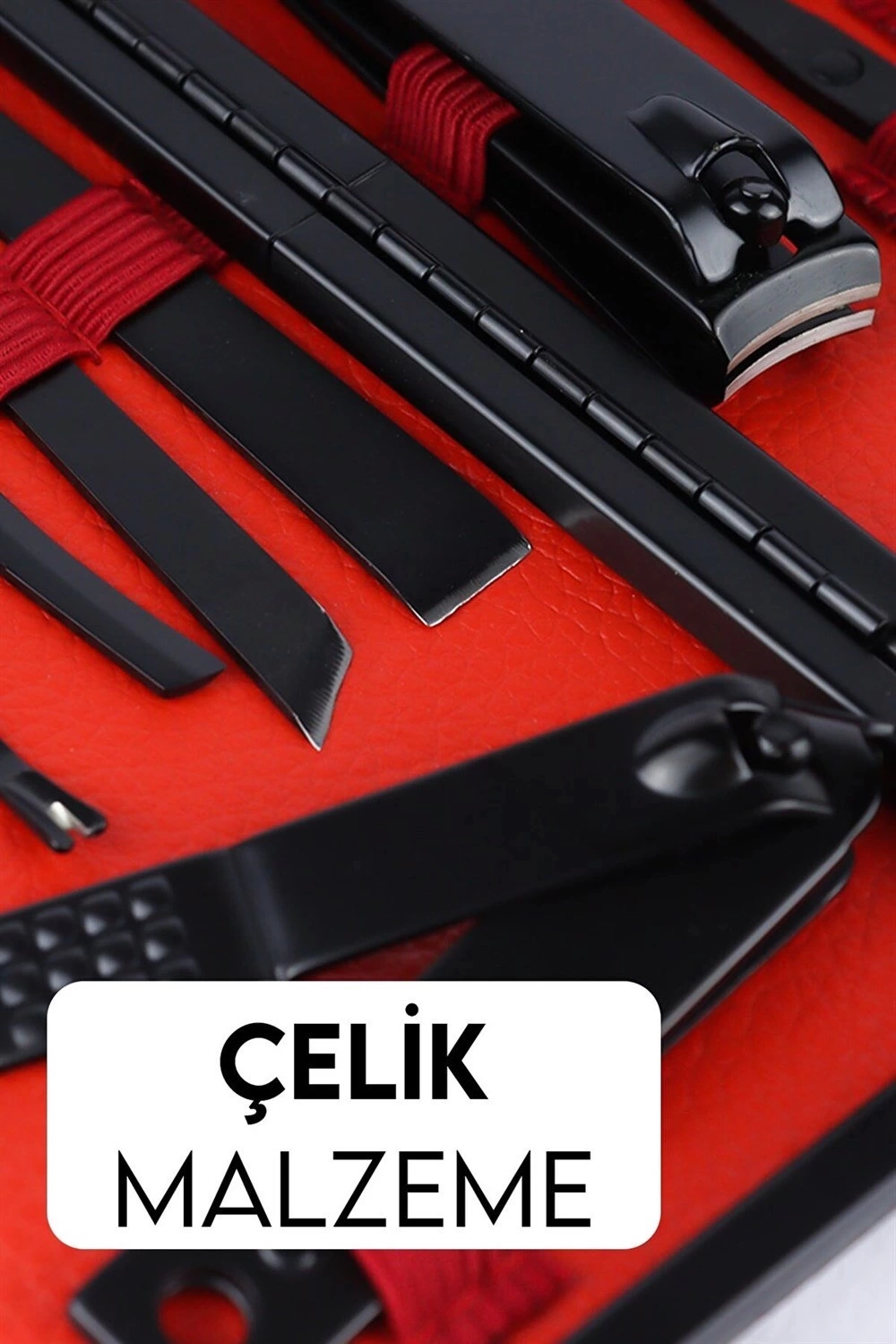 Deri Çantalı 17 Parça Manikür Çelik Set