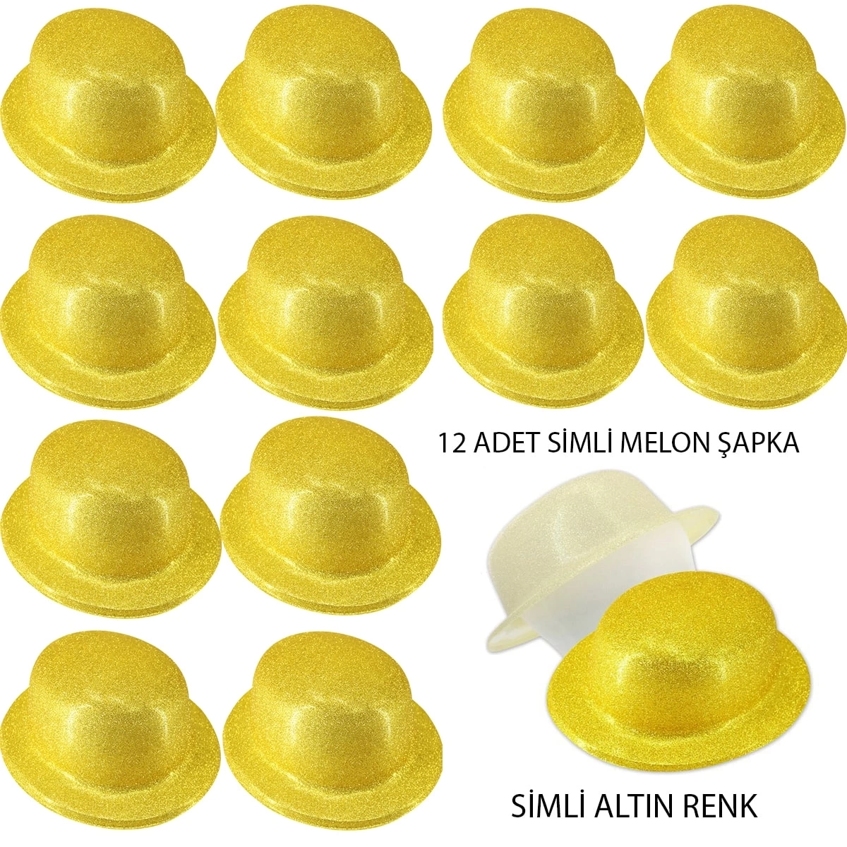Mor Renk Simli Melon Yuvarlak Parti Şapkası 12 Adet