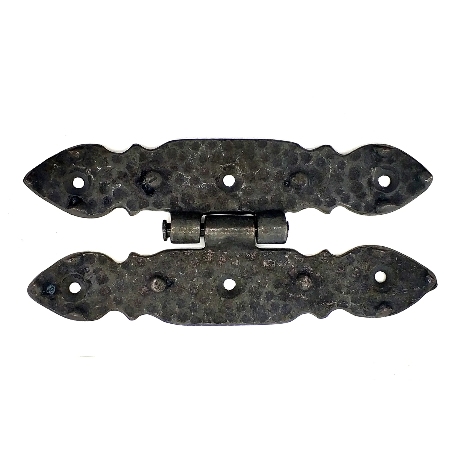 Antika Tarz Dekoratif Pirinç Düğmeli Menteşe - 117x57 Mm, Oksit