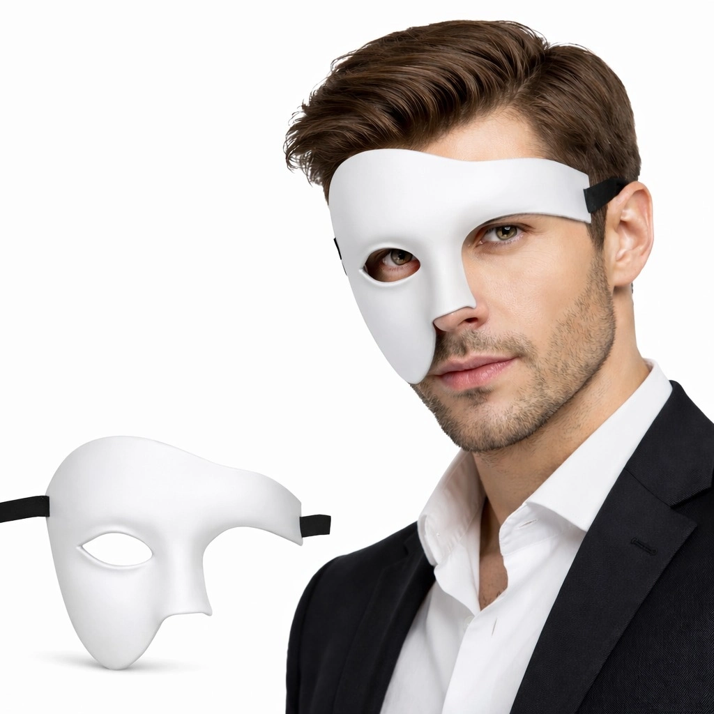 Siyah Yarım Erkek Maske – Phantom Parti  Balo Maskesi
