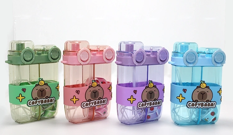 Capybara Çift Bölmeli Pipetli Matara & Suluk