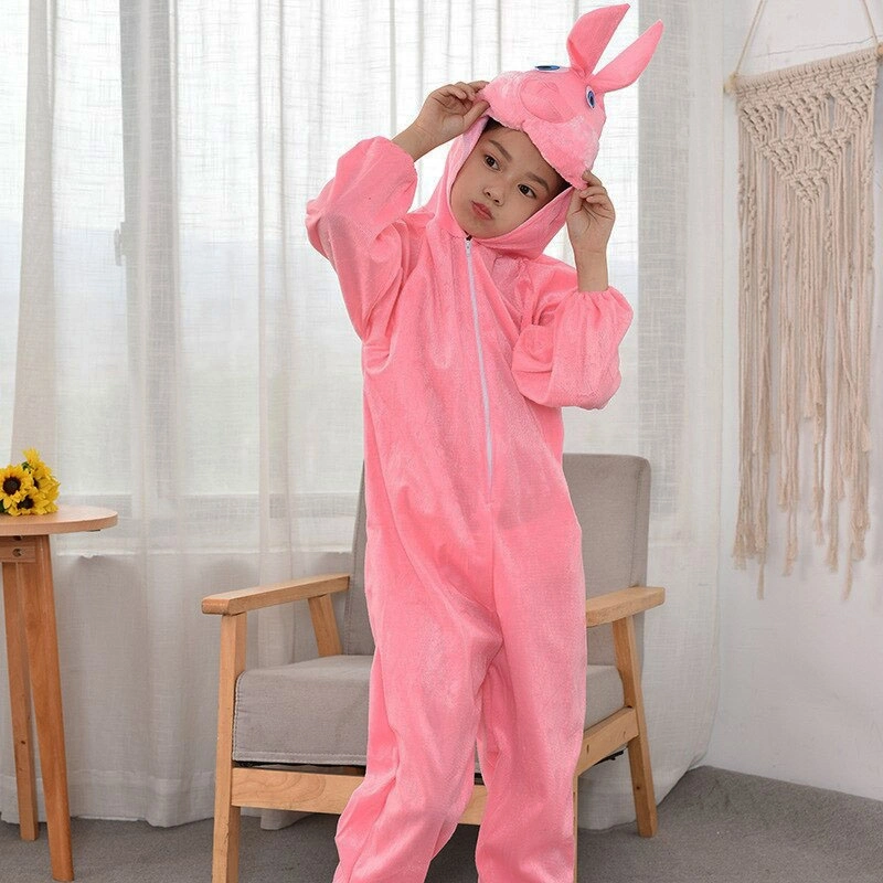 Çocuk Tavşan Kostümü Pembe Renk 6-7 Yaş 120 Cm