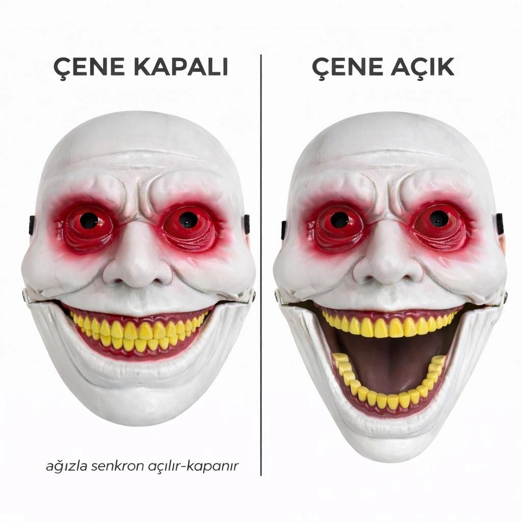 Hareketli Çene Mekanizmalı Korku Maskesi Yeşil