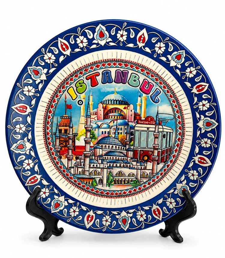 İstanbul Temalı Porselen Dekoratif Tabak 18 Cm