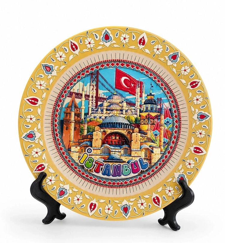 İstanbul Temalı Porselen Dekoratif Tabak 20 Cm