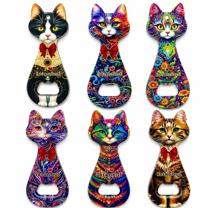 Kedi Tasarımı İstanbul Temalı Buzdolapı Süsü Magnet