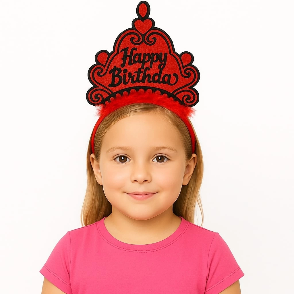 Sarı Happy Birthday Prenses Tacı – Doğum Günü Taç Aksesuarı