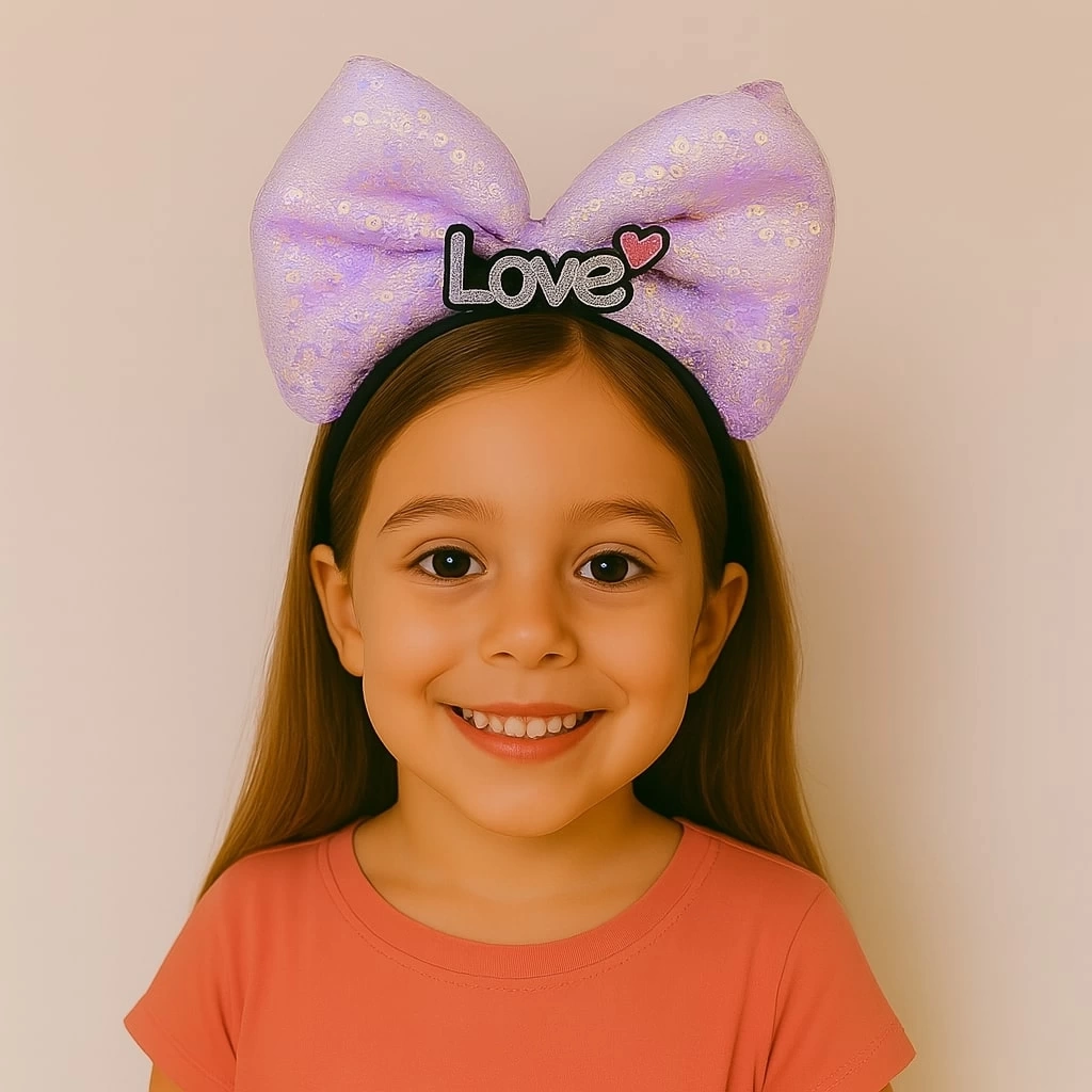 Led Işıklı Love Yazılı Pembe Fiyonk Taç – Kız Çocuk Parti Tacı