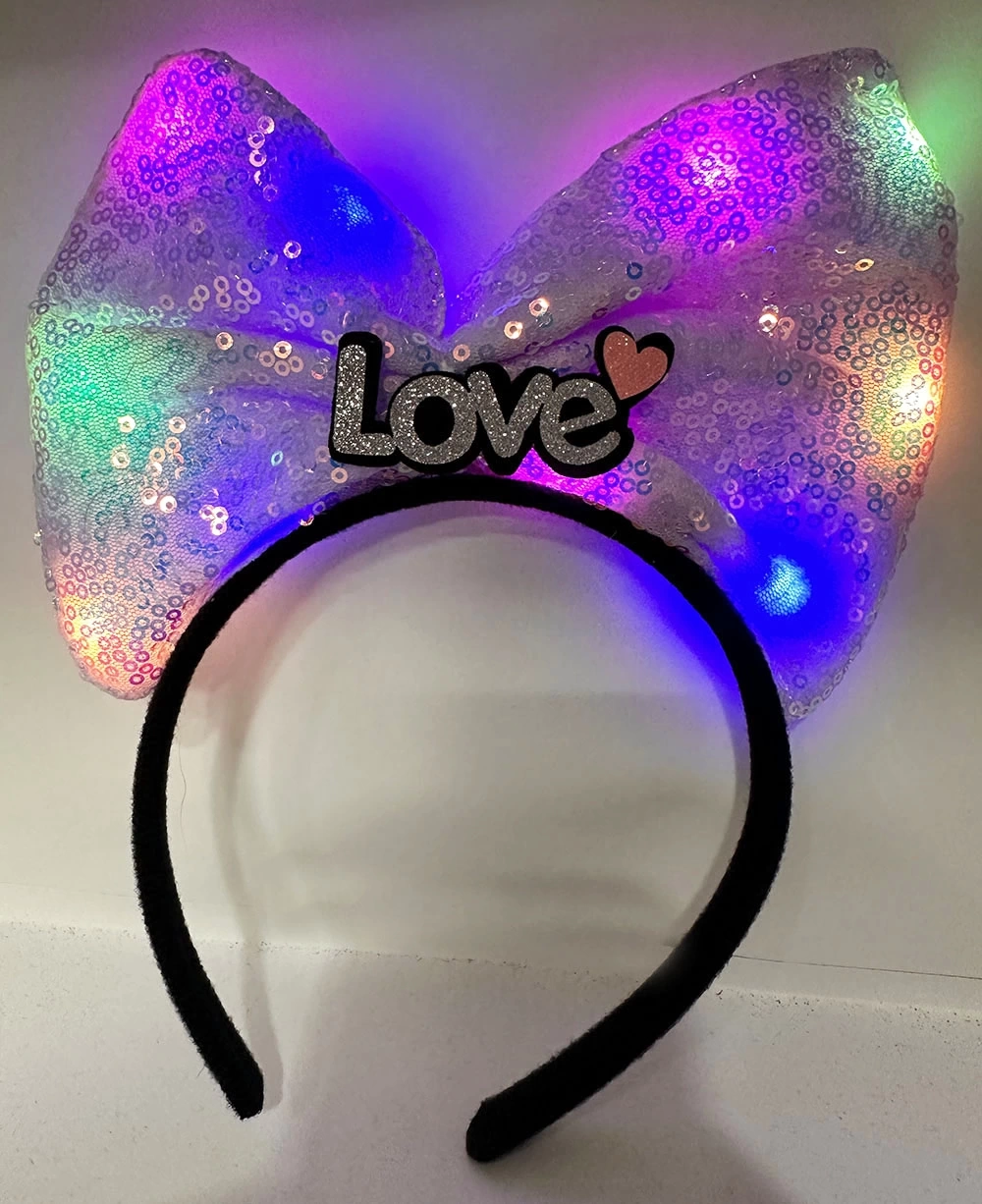 Led Işıklı Love Yazılı Pembe Fiyonk Taç – Kız Çocuk Parti Tacı