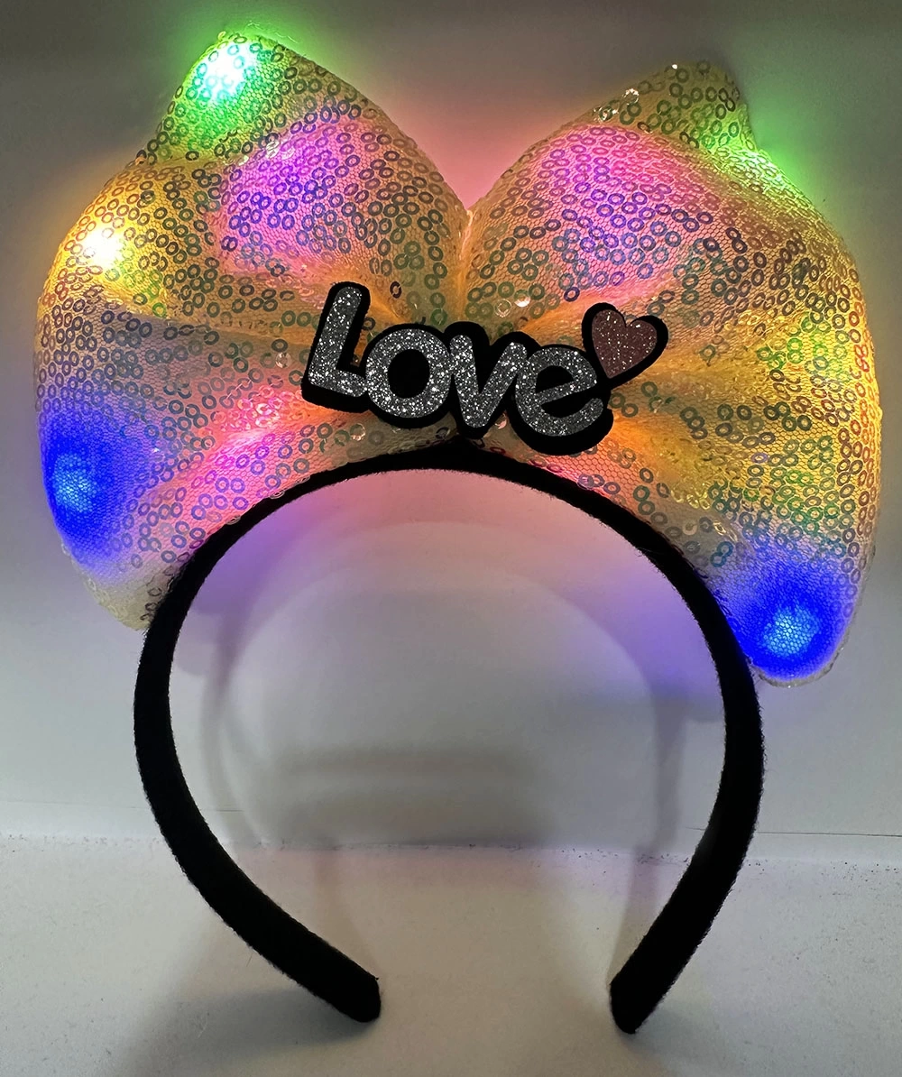 Led Işıklı Love Yazılı Pembe Fiyonk Taç – Kız Çocuk Parti Tacı