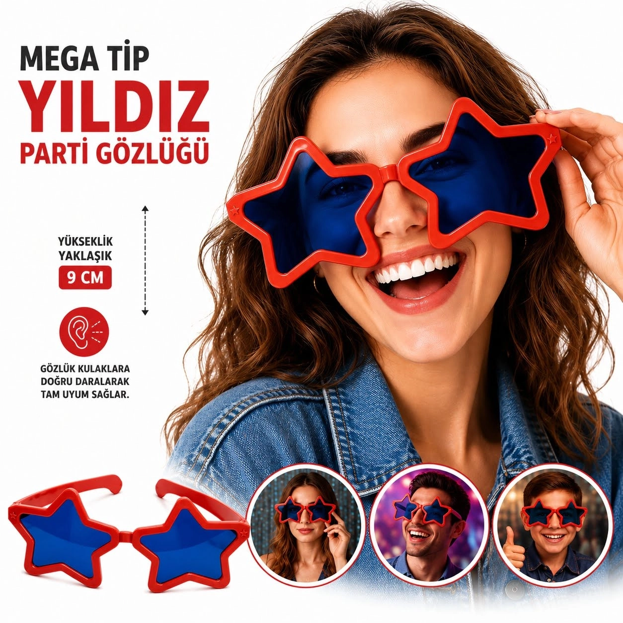Mega Tip Yıldız Parti Gözlüğü Yeşil Renk