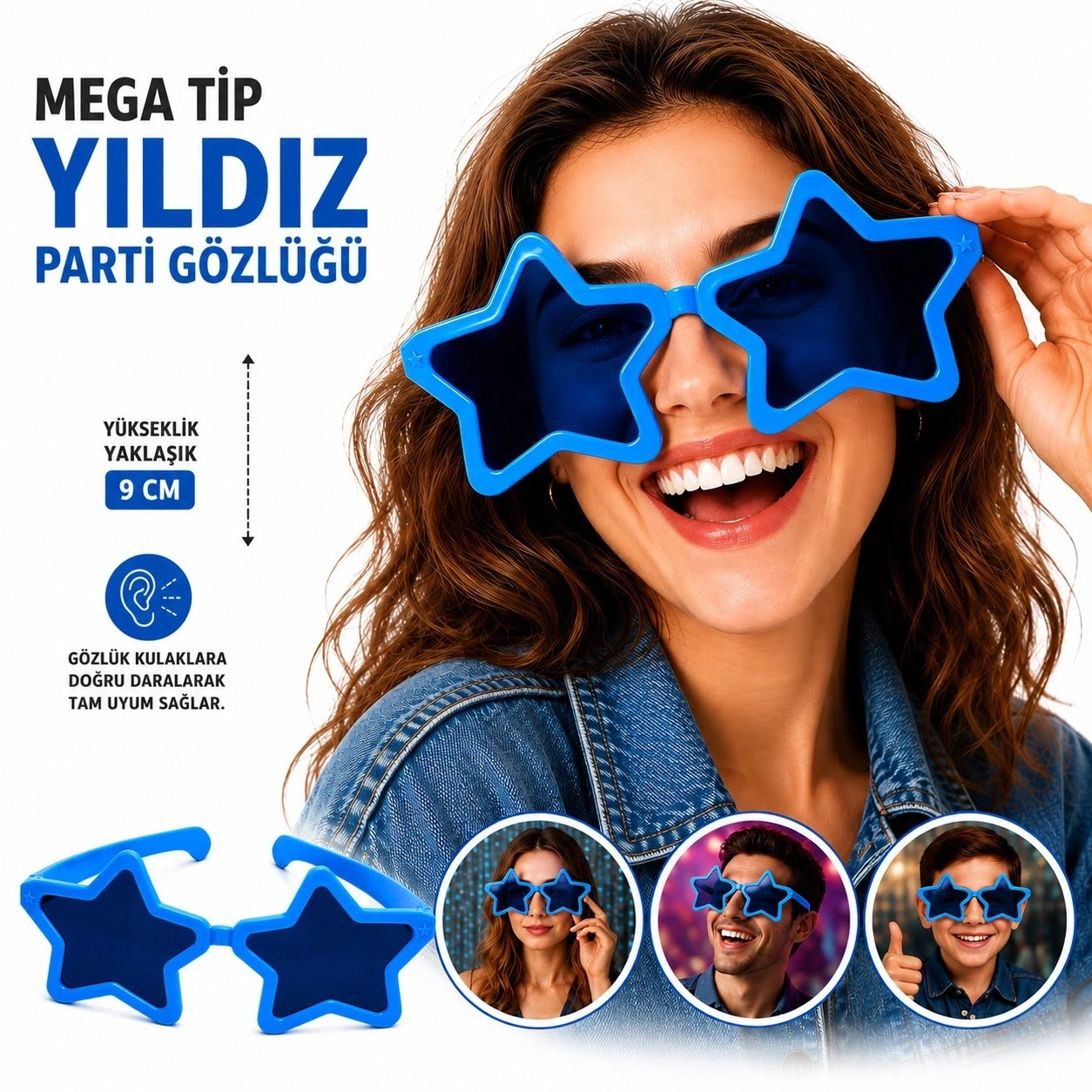 Mega Tip Yıldız Parti Gözlüğü Yeşil Renk
