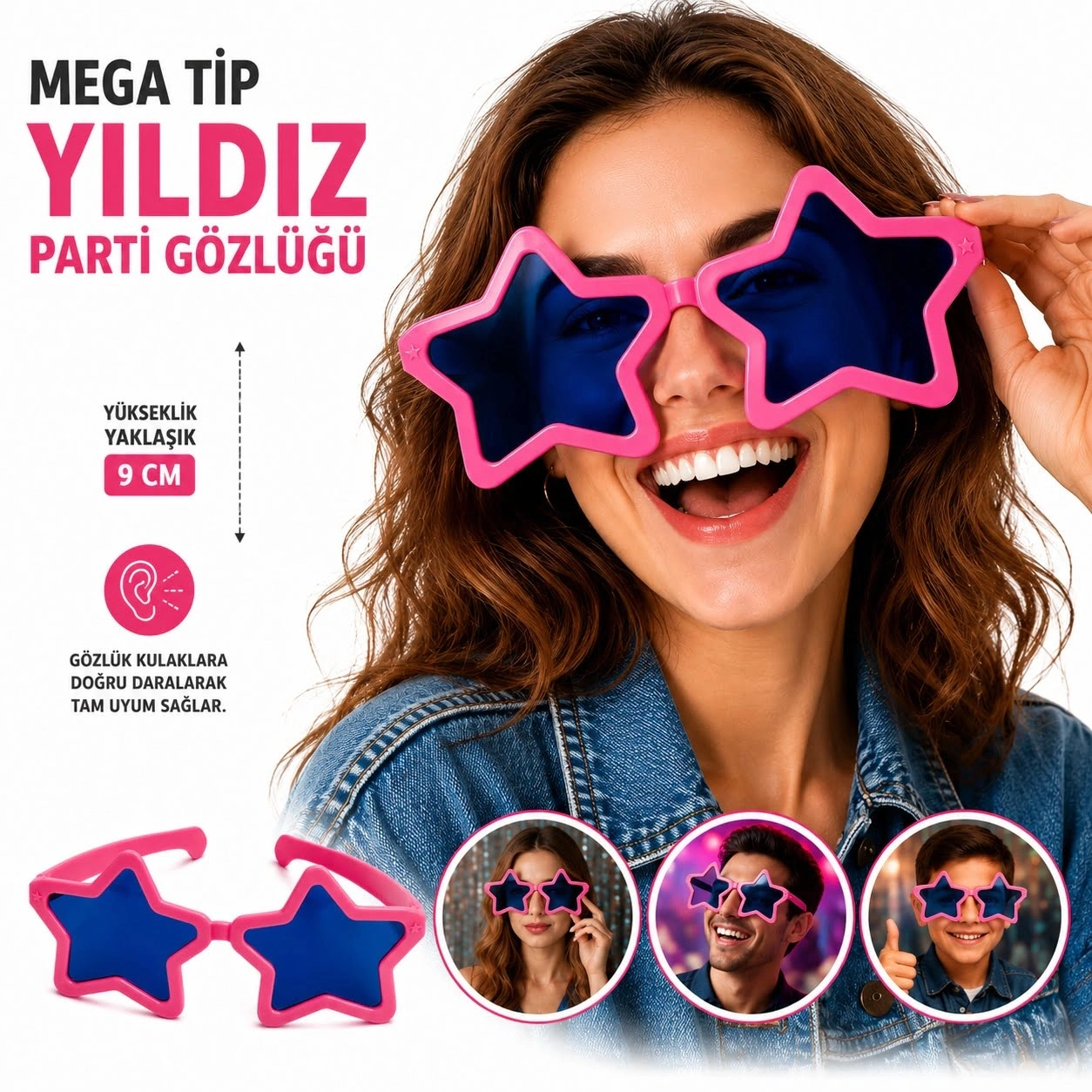 Mega Tip Yıldız Parti Gözlüğü Yeşil Renk