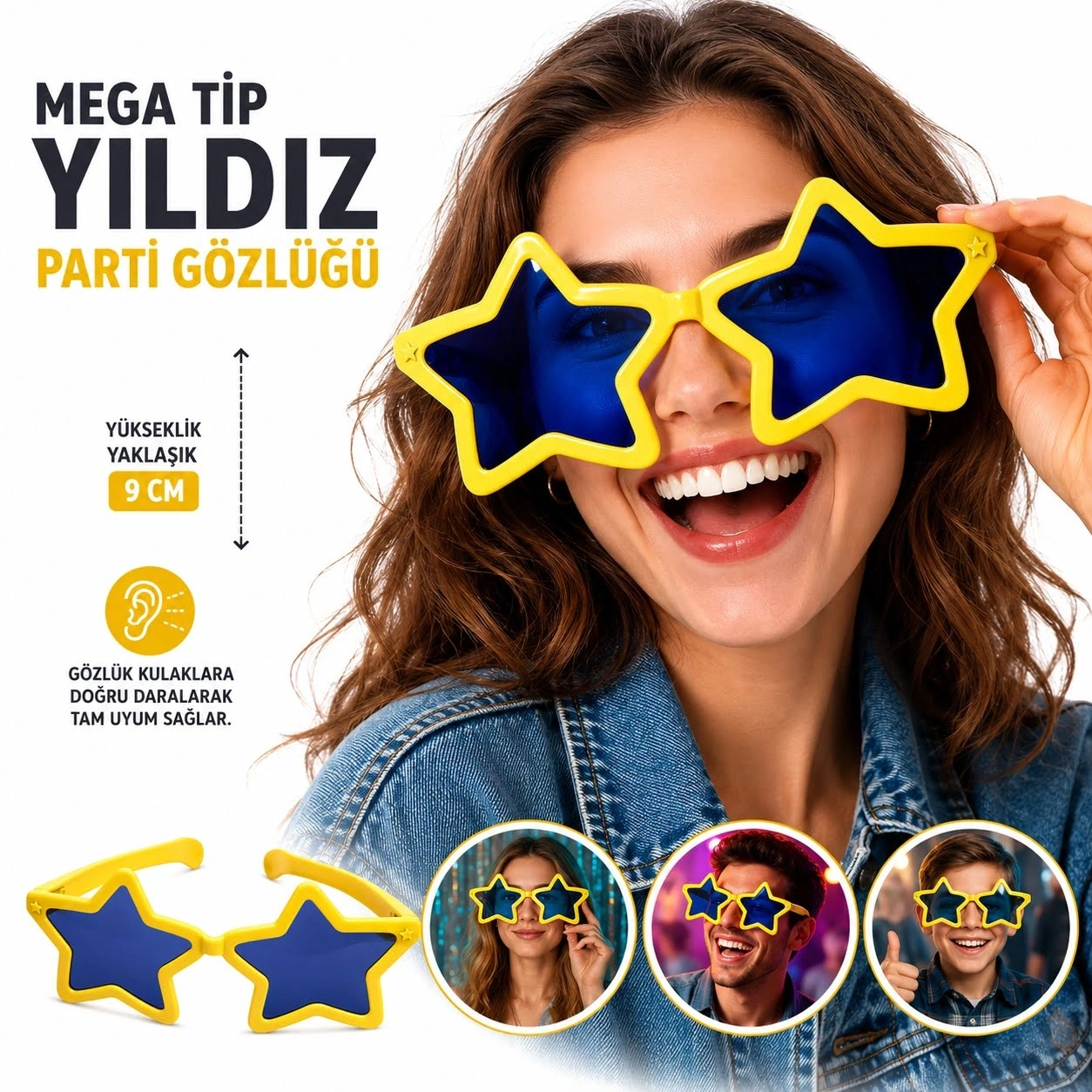 Mega Tip Yıldız Parti Gözlüğü Yeşil Renk