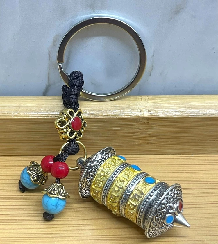 Metal Tibet Dua Çarkı Anahtarlık