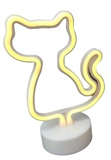 Neon Işıklı Kedi Lamba Pil+usb Pembe Işık