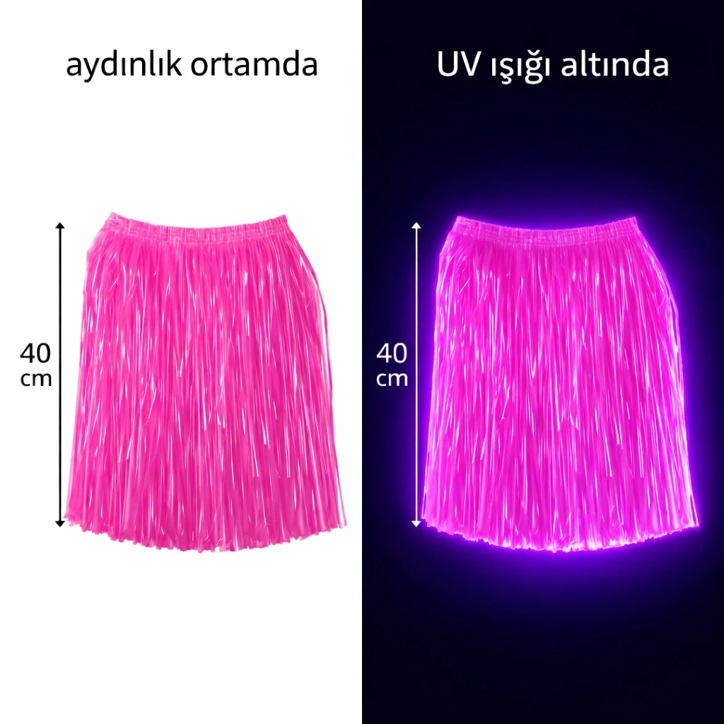 Neon Sarı Hawaii Parti Eteği 40 Cm