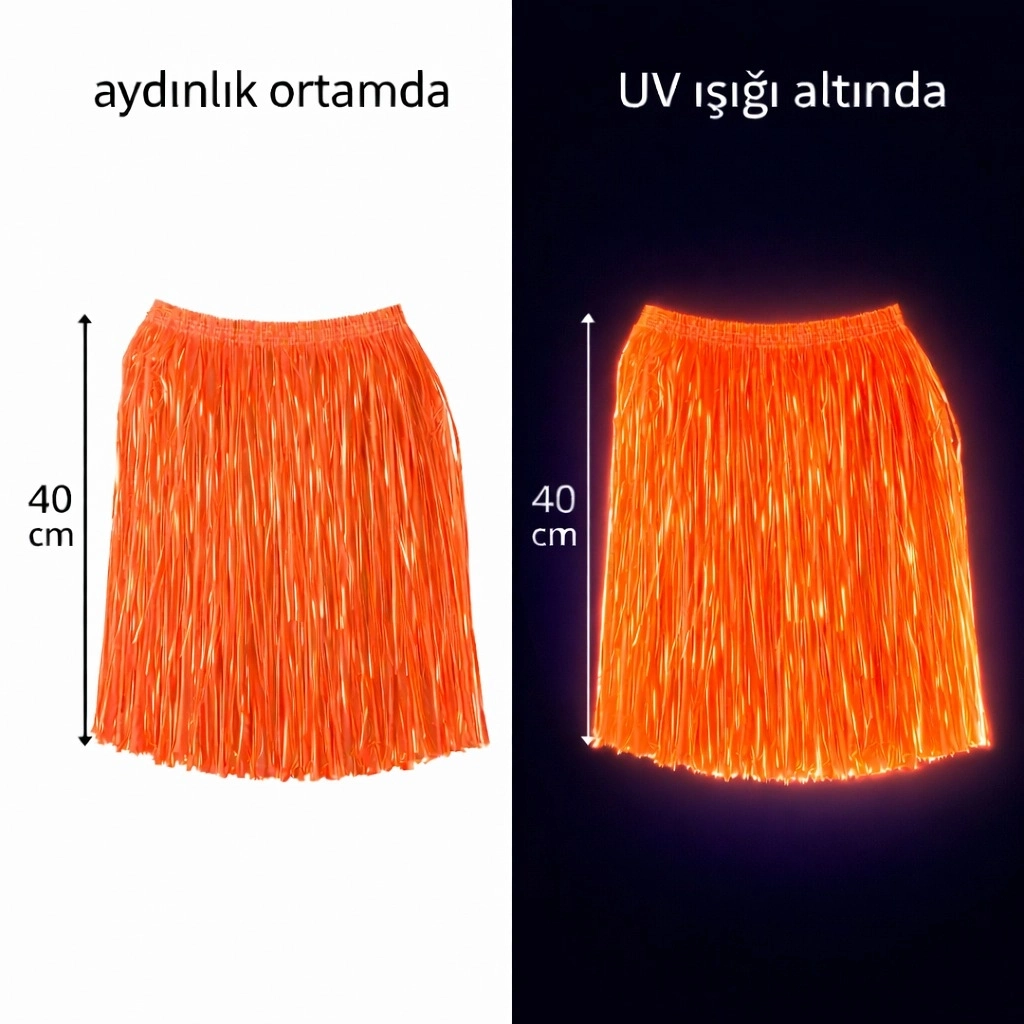 Neon Sarı Hawaii Parti Eteği 40 Cm