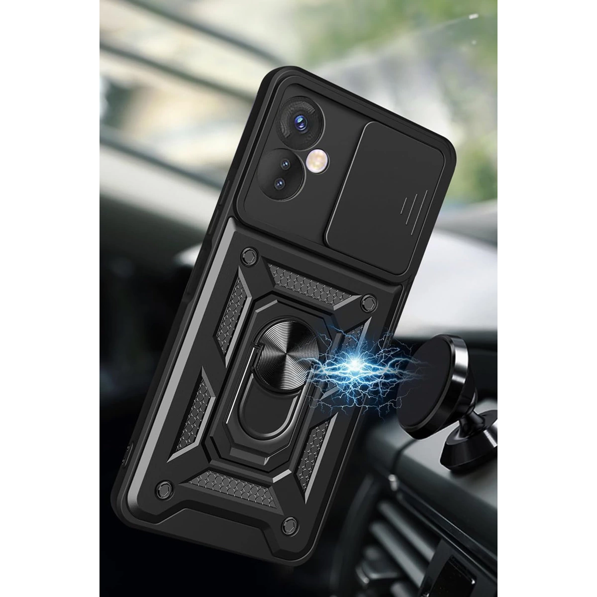 İnfinix Hot 30 5g Kılıf Pars Lens Yüzüklü Silikon - Gümüş