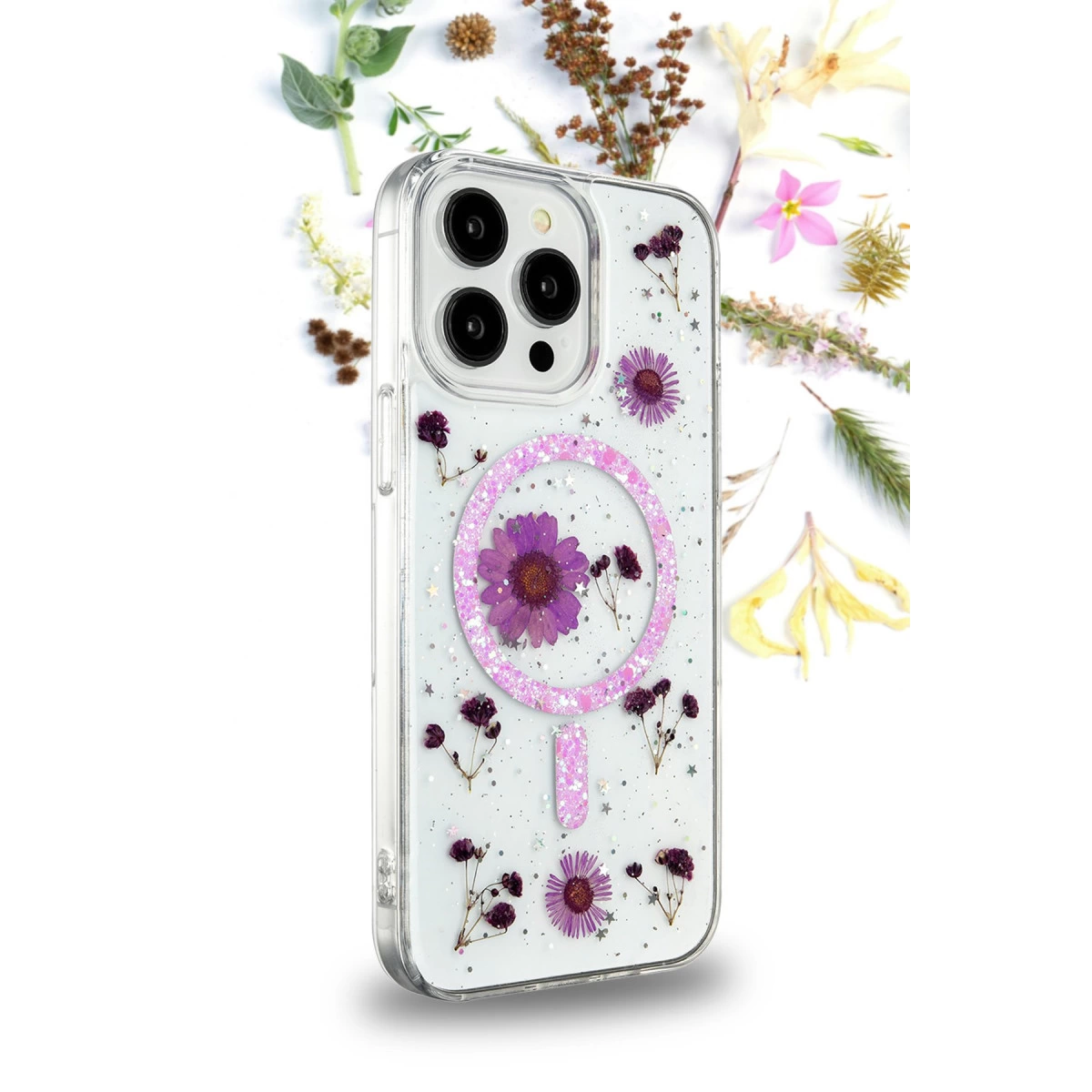 İphone 12 Kılıf Daisy Simli Magsafe Kapak - Siyah