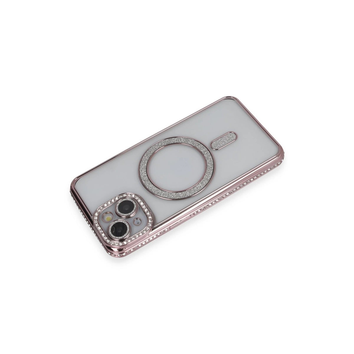 İphone 14 Kılıf Joke Simli Magneticsafe Kılıf - Pembe