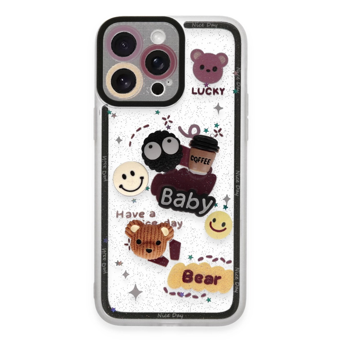 İphone 14 Pro Kılıf Sweet Desenli Silikon Kapak - Sarı