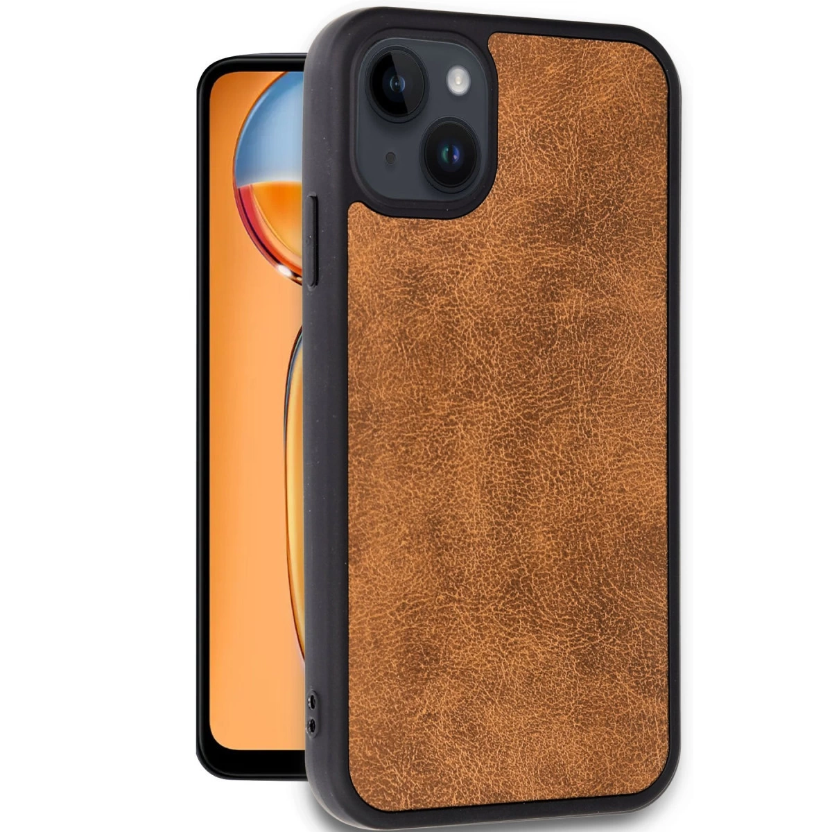 İphone 15 Kılıf Aras Deri Kapak - Taba