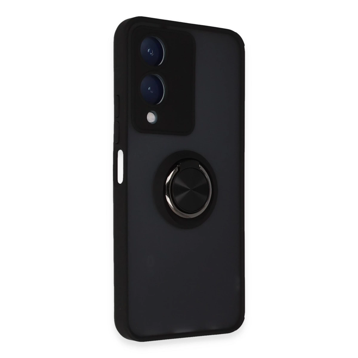 Vivo Y17s Kılıf Montreal Yüzüklü Silikon Kapak - Siyah