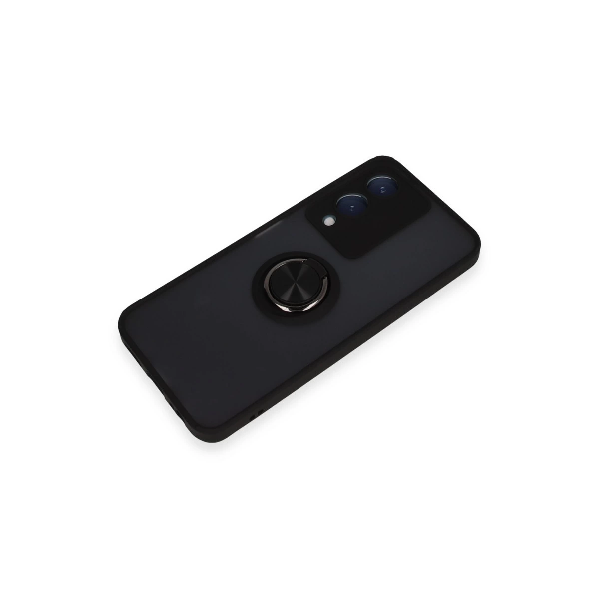 Vivo Y17s Kılıf Montreal Yüzüklü Silikon Kapak - Siyah