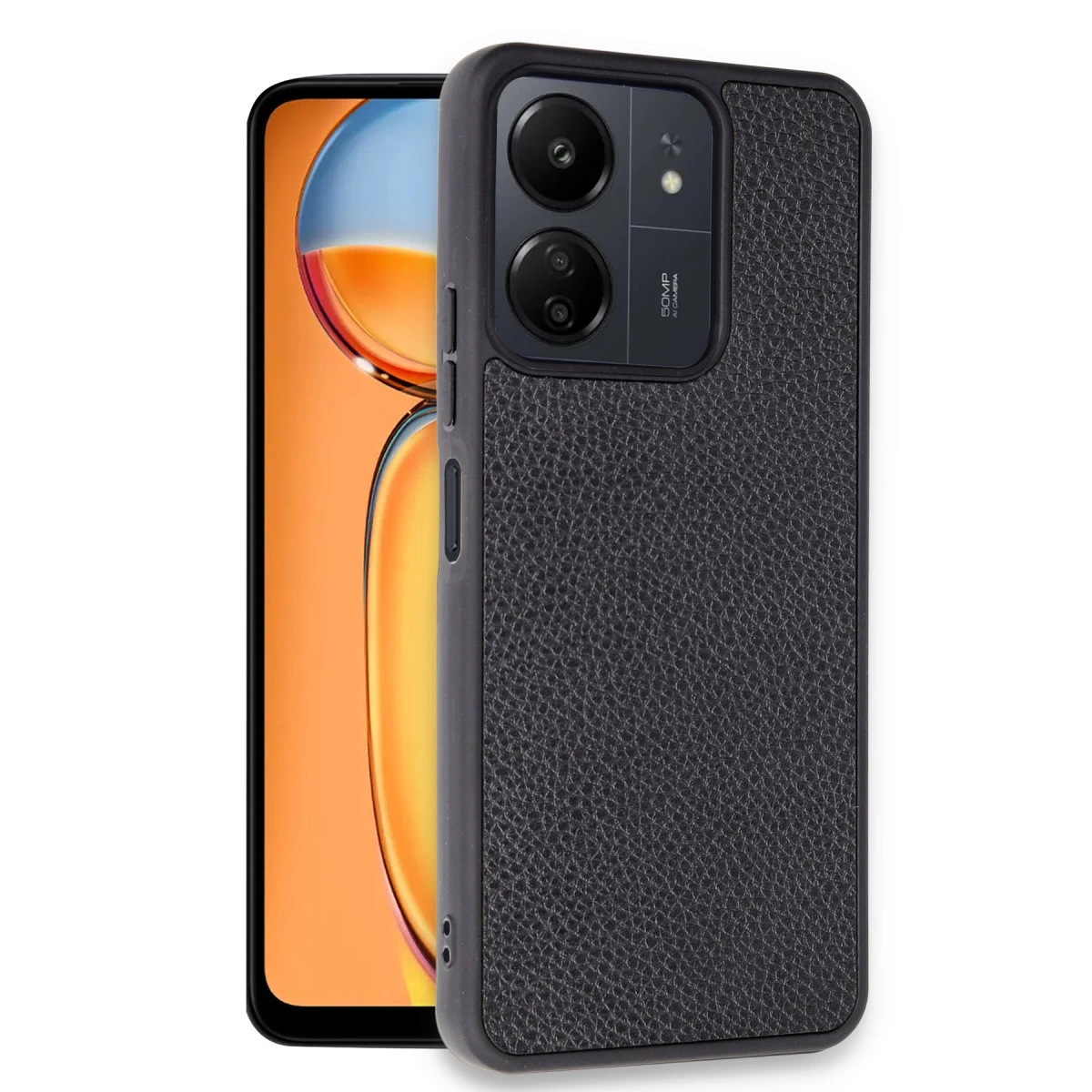 Xiaomi Redmi 13c Kılıf Aras Deri Kapak - Siyah