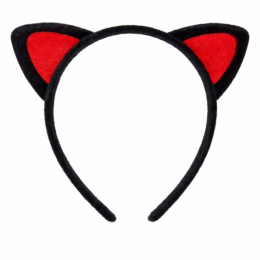 Peluş Kedi Kulak Taç Sarı Siyah – Çocuk Parti  Kostüm Tacı
