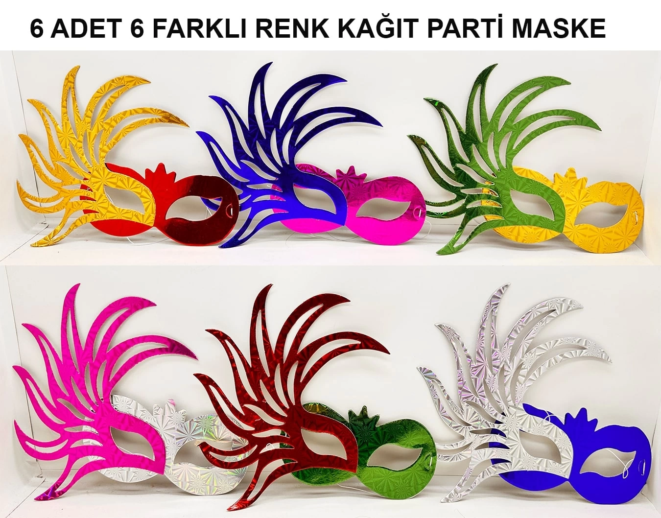 639lı Renkli Balo Maskesi Seti | Karton  Lastikli (yetişkin-çocuk Uyumlu)