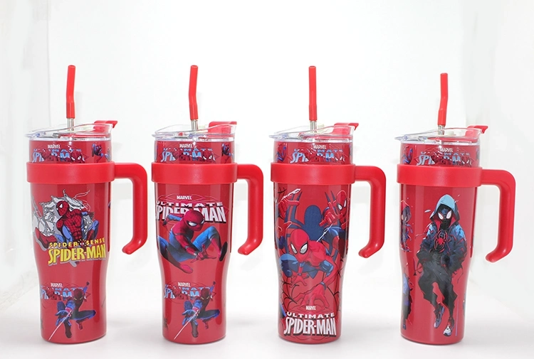 Sevimli Spiderman Pipetli Termos & Suluk