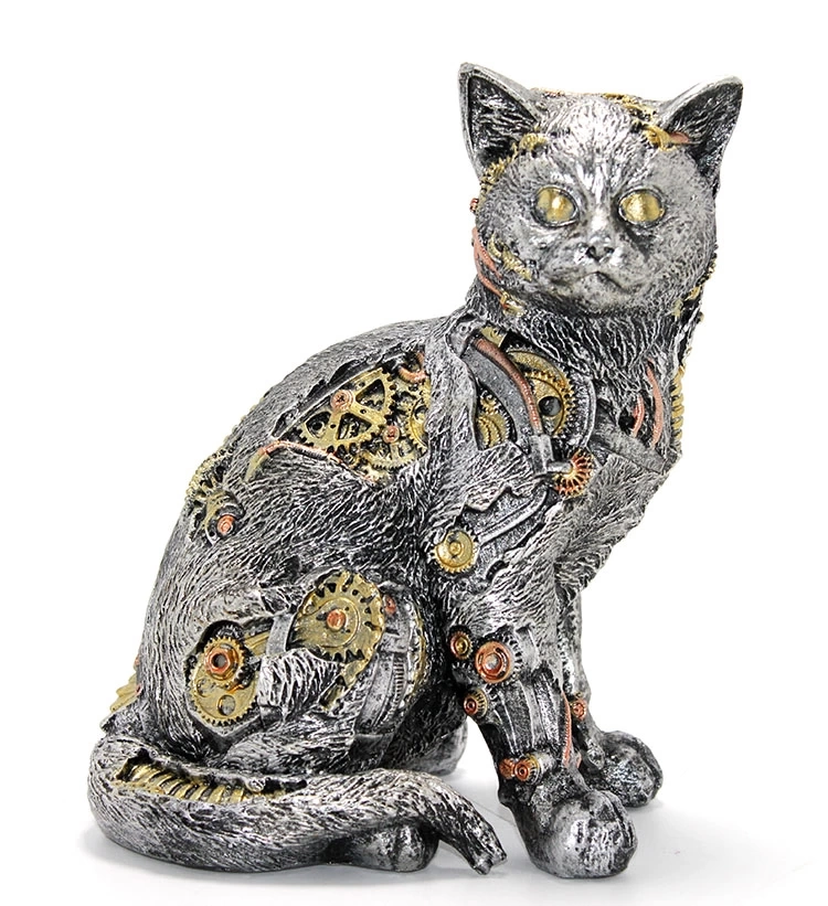 Steampunk Polyester Kedi Figürü