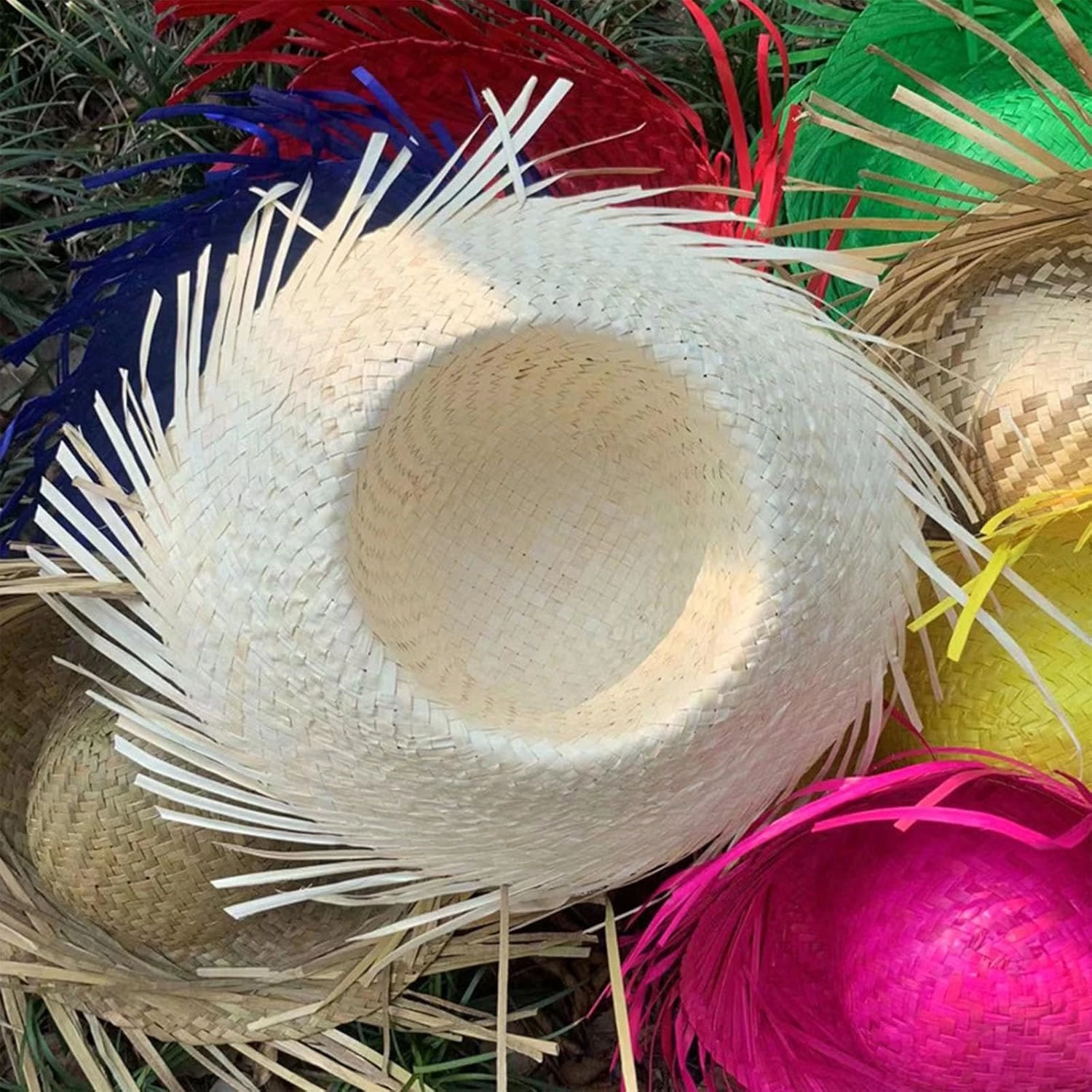 Tropikal Parti Sarı Hasır Hawaii Şapkası 13x36 Cm