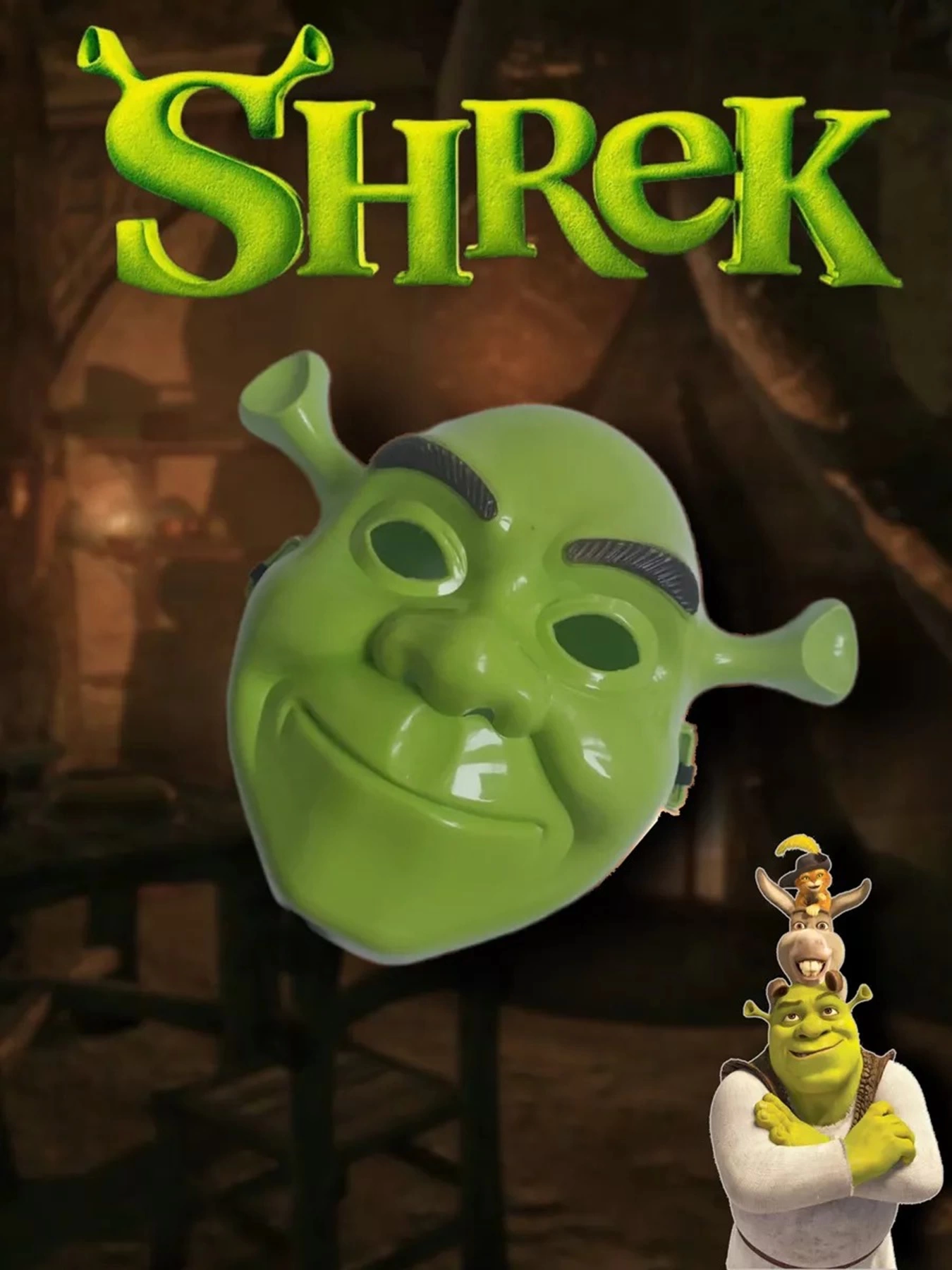 Yeşil Shrek Maskesi 21x25 Cm